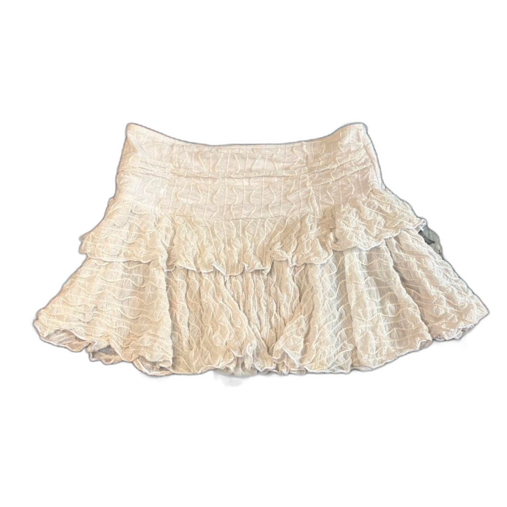Women's Tiered Sheer White Mini Skirt Size M